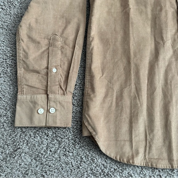 French Connection Corduroy Button Down Shirt Tan Mens Size S - Picture 3 of 13
